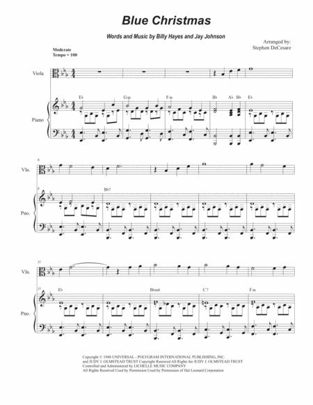 Blue Christmas Viola Solo And Piano Sheet Music