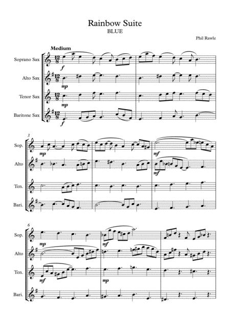 Free Sheet Music Blue From Rainbow Suite Saxophone Quartet