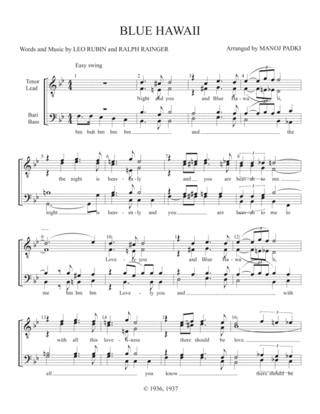 Free Sheet Music Blue Hawaii