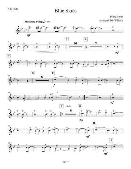 Blue Skies Alto Flute Sheet Music