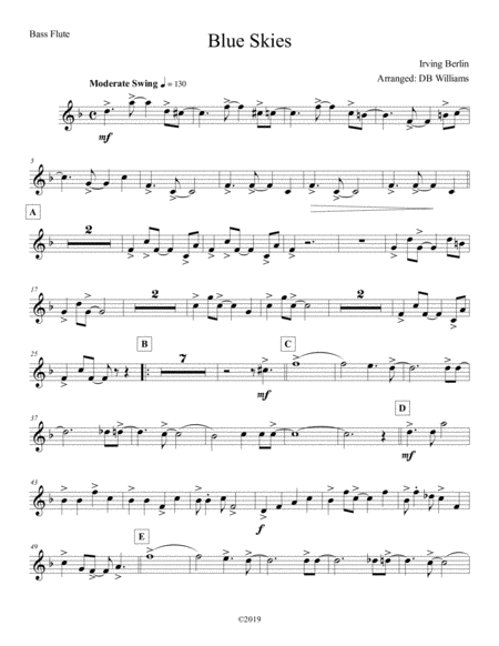 Blue Skies Bass Flute Sheet Music