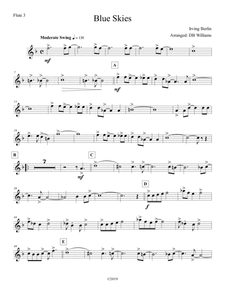 Free Sheet Music Blue Skies Flute 3