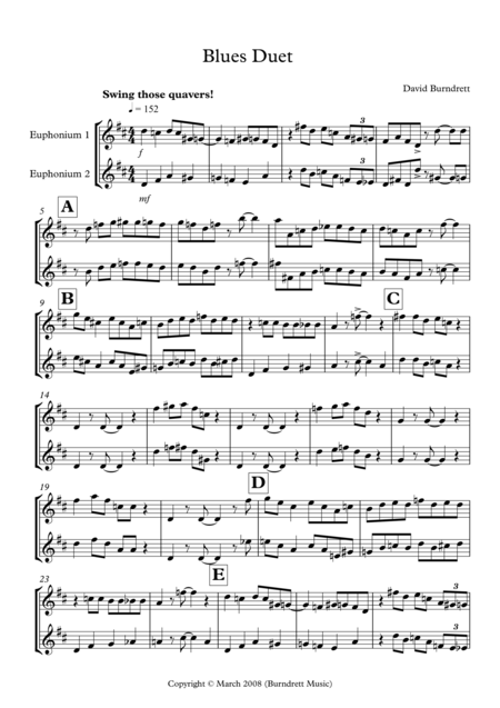 Blues Duet For Euphonium Sheet Music