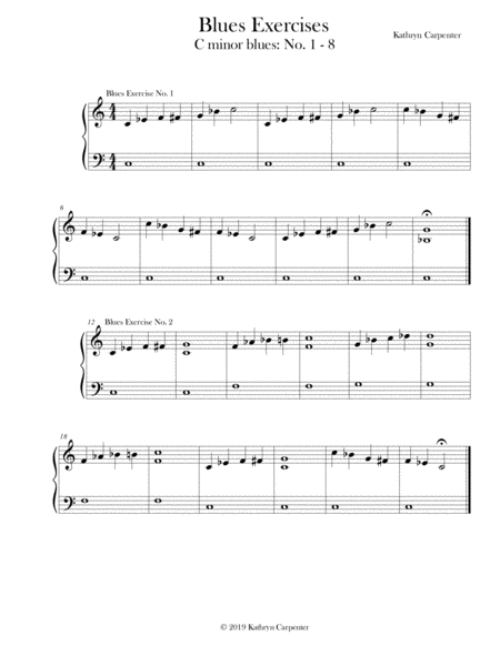 Blues Exercises No 1 8 Piano Sheet Music