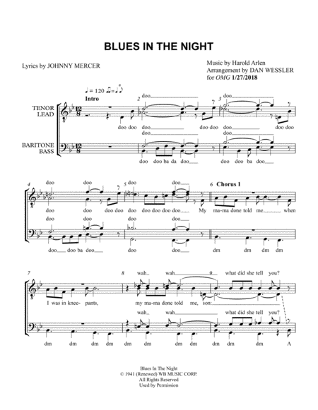 Blues In The Night Sheet Music