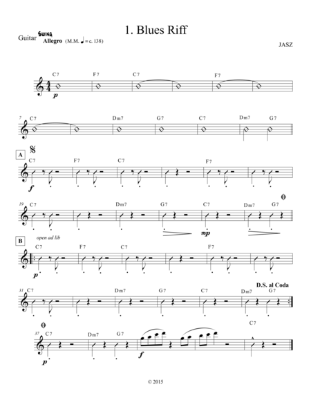 Free Sheet Music Blues Riff Guitar