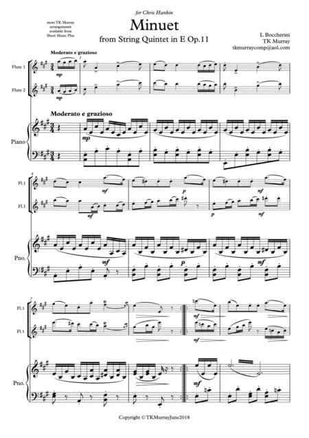 Boccherini Minuet 2 Flutes Flute Duo Piano Sheet Music