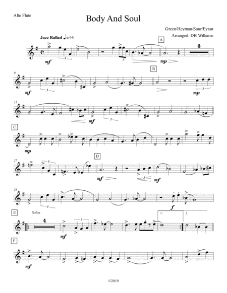 Free Sheet Music Body And Soul Alto Flute