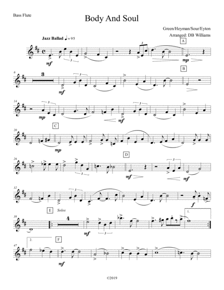 Free Sheet Music Body And Soul Bass Flute