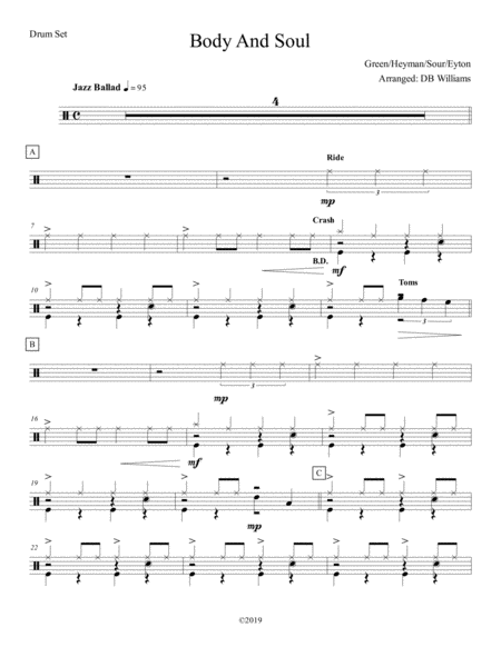 Body And Soul Drum Set Sheet Music