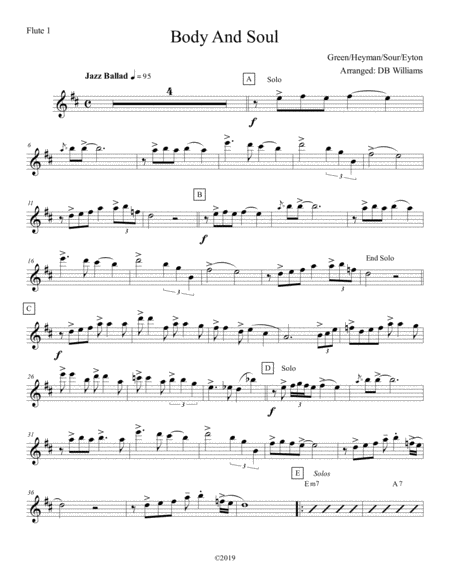 Free Sheet Music Body And Soul Flute 1