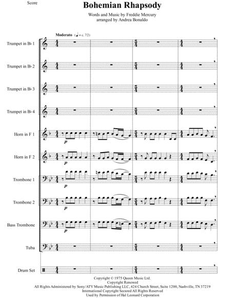 Bohemian Rhapsody For Brass Tentet Sheet Music