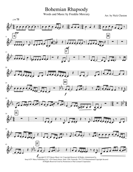 Free Sheet Music Bohemian Rhapsody String Ensemble 1st Violin