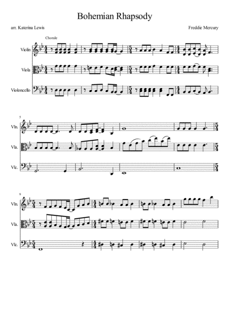 Bohemian Rhapsody Violin Viola Cello Sheet Music