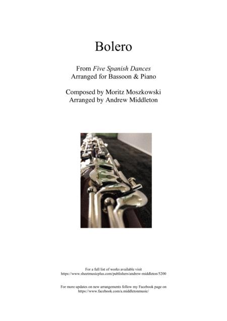 Free Sheet Music Bolero From Five Spanish Dances Arranged For Bassoon And Piano