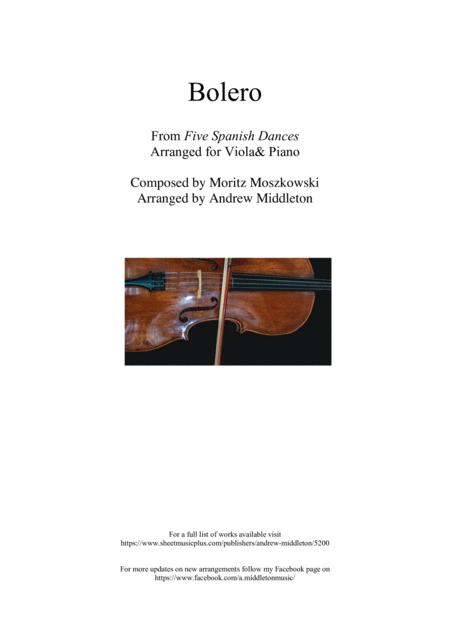 Free Sheet Music Bolero From Five Spanish Dances Arranged For Viola And Piano