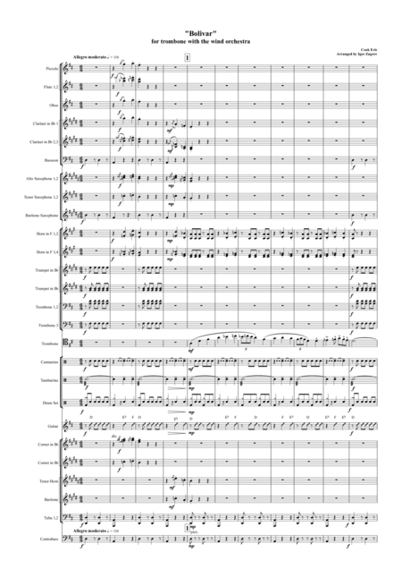 Bolivar For Trombone With The Wind Orchestra Sheet Music