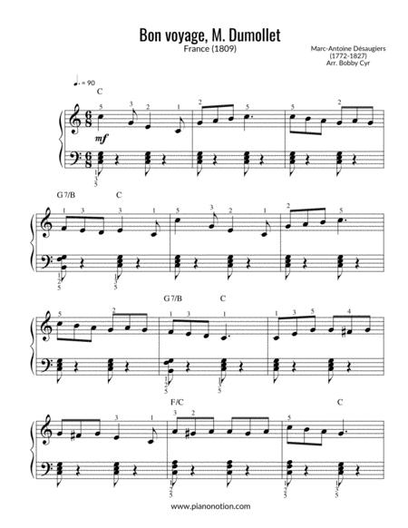 Free Sheet Music Bon Voyage M Dumollet Easy Piano Solo