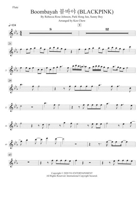 Boombayah Blackpink Flute Solo Transcription Original Key Sheet Music