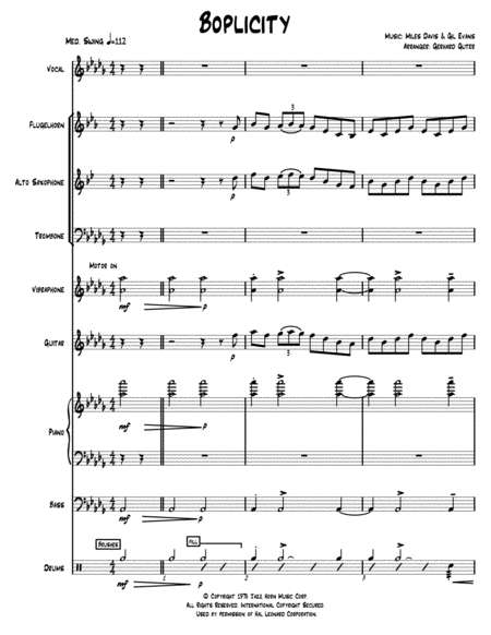 Boplicity Jazz Vocalist With Octet Sheet Music