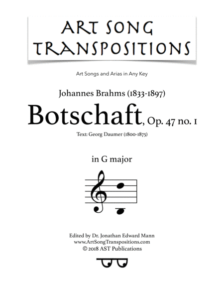 Free Sheet Music Botschaft Op 47 No 1 G Major