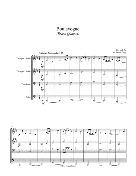 Free Sheet Music Boulavogue Brass Quartet