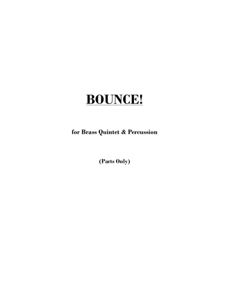 Bounce Brass Quintet Percussion Parts Only Sheet Music