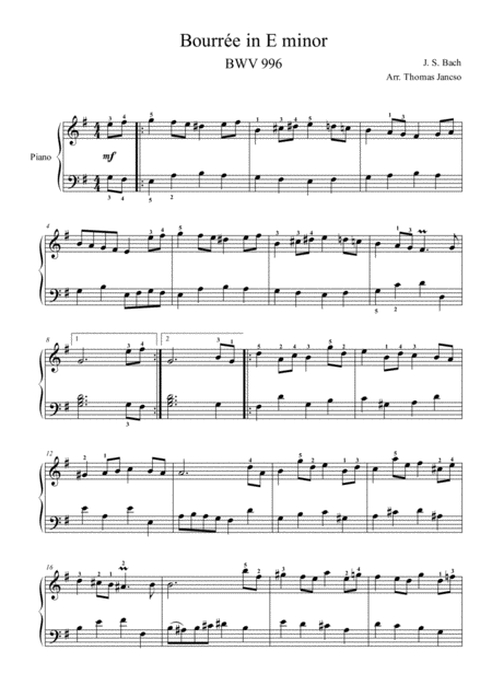 Bouree In E Minor Sheet Music