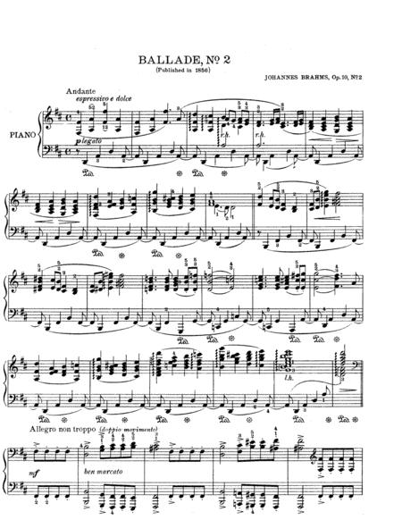 Brahms Ballade Op 10 No 2 In D Major Sheet Music