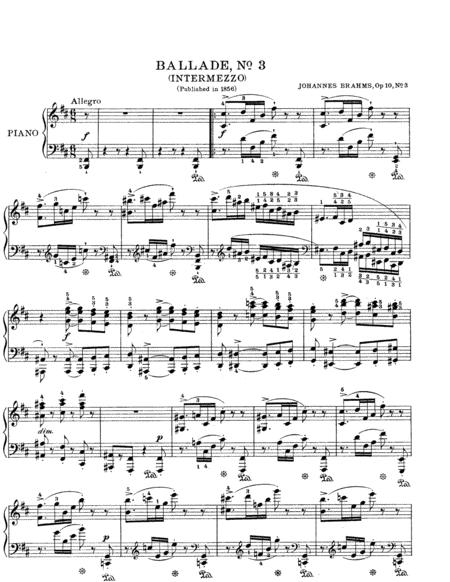 Free Sheet Music Brahms Ballade Op 10 No 3 In B Minor