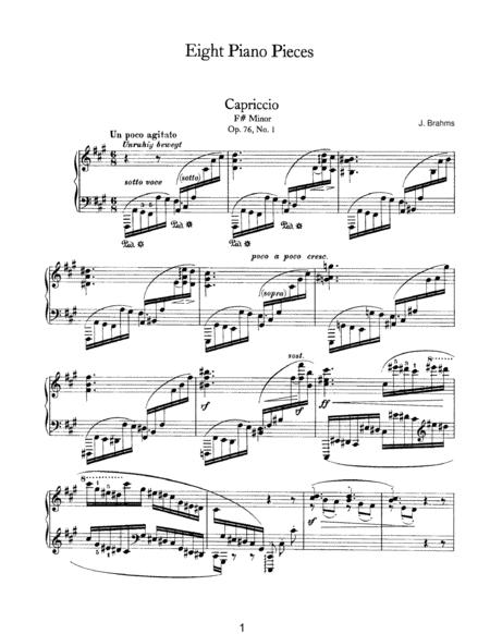 Brahms Capriccio Op 76 No 1 In F Minor Sheet Music