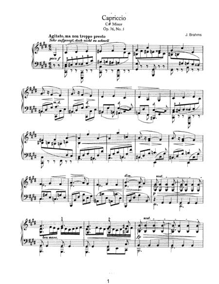 Brahms Capriccio Op 76 No 5 In C Minor Sheet Music