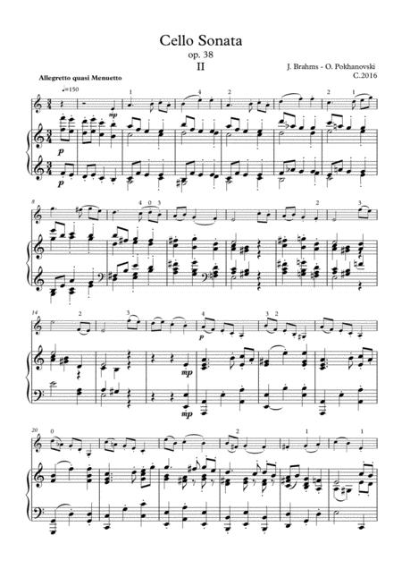 Brahms Cello Sonata Op 38 Menuet For Violin And Piano Sheet Music