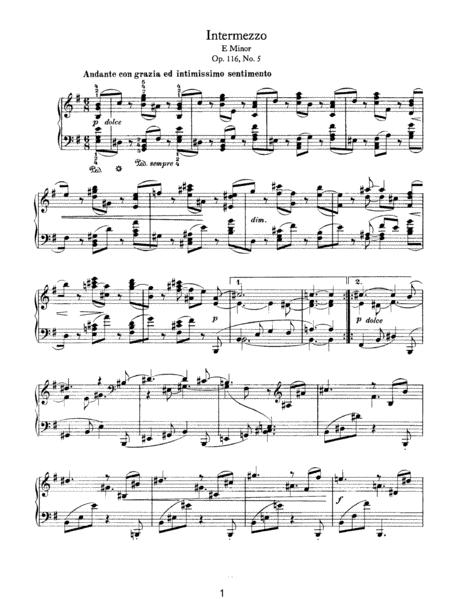 Brahms Fantasy Op 116 No 5 Capriccio In E Minor Sheet Music