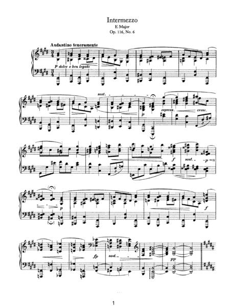 Free Sheet Music Brahms Fantasy Op 116 No 6 Capriccio In E Major