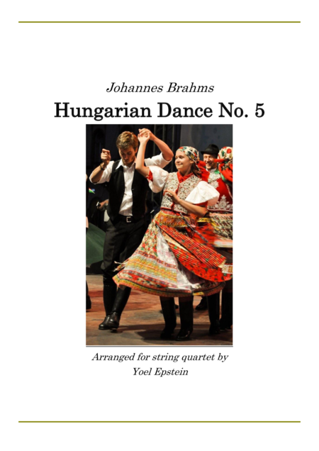 Brahms Hungarian Dance Number 5 Arranged For String Quartet Sheet Music