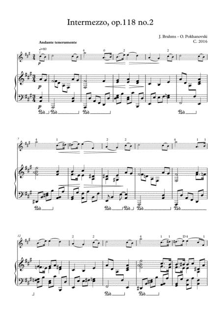 Brahms Intermezzo In A For Violin And Piano Sheet Music