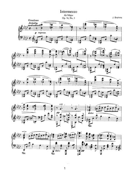 Brahms Intermezzo Op 76 No 3 In Ab Major Sheet Music