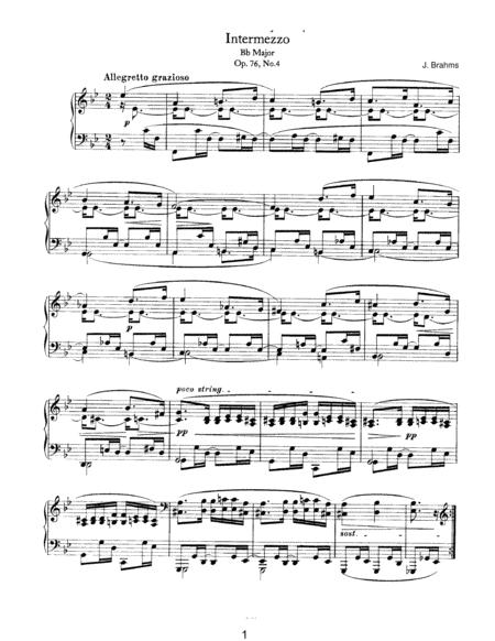 Free Sheet Music Brahms Intermezzo Op 76 No 4 In Bb Major