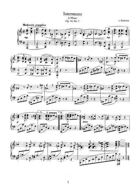 Brahms Intermezzo Op 76 No 7 In A Minor Sheet Music