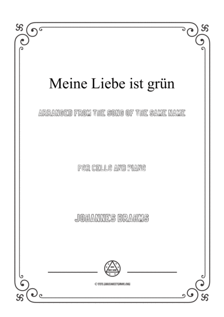 Brahms Meine Liebe Ist Grn For Cello And Piano Sheet Music