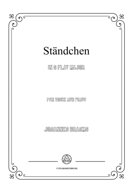 Free Sheet Music Brahms Stndchen In G Flat Major For Voice And Piano