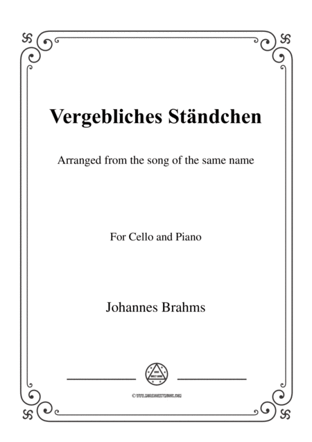 Free Sheet Music Brahms Vergebliches Stndchen For Cello And Piano