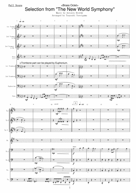 Brass Octet Selection From The New World Symphony Sheet Music