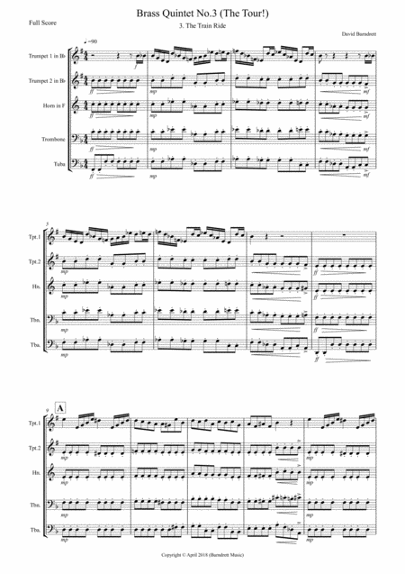 Brass Quintet No 3 The Tour Movement 3 Sheet Music