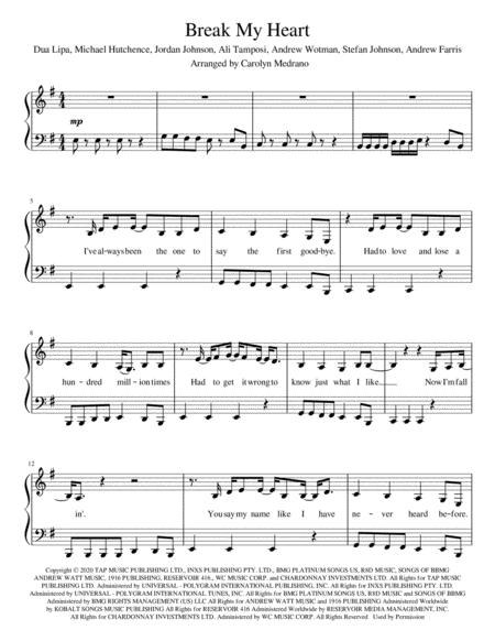 Break My Heart Sheet Music