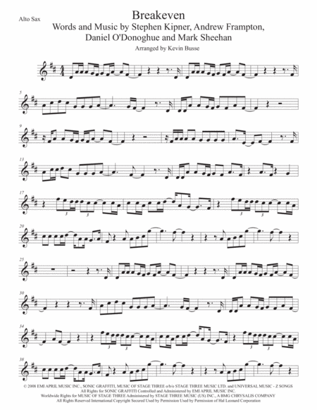 Breakeven Alto Sax Sheet Music