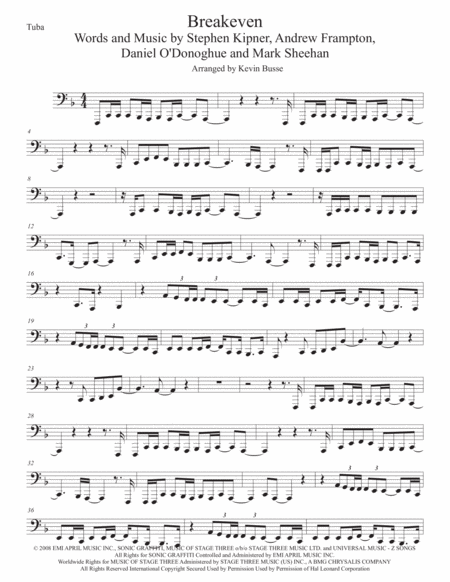 Free Sheet Music Breakeven Tuba