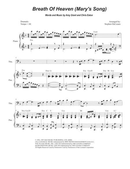 Breath Of Heaven Mary Song For Trombone Solo And Piano Sheet Music