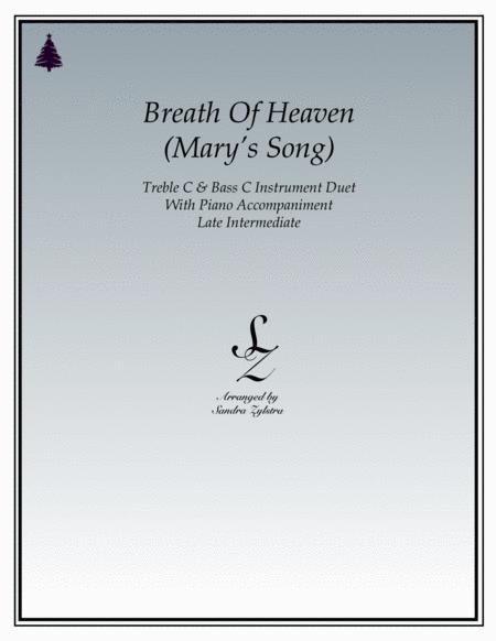 Breath Of Heaven Mary Song Treble Bass C Instrument Duet Sheet Music